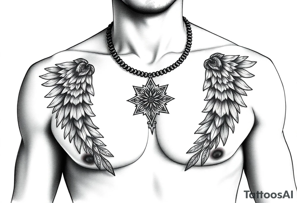Indian chest color male tattoo idea