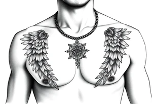 Indian chest color male tattoo idea