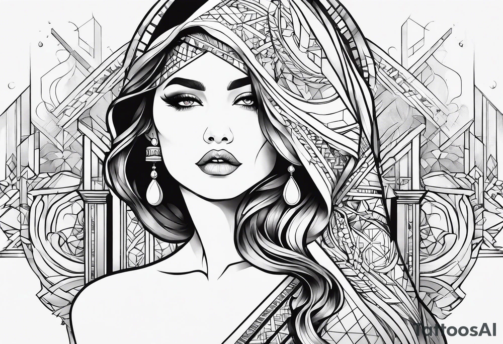Geometric woman tattoo idea