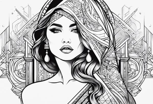 Geometric woman tattoo idea