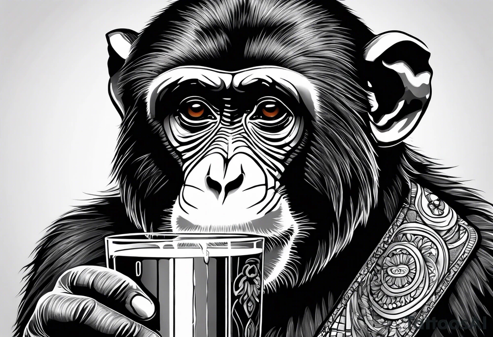 Monkey with a drink tattoo idea