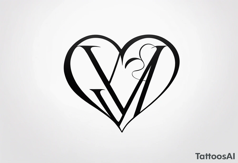 make a tattoo with the initials hj in cursive fineline with a heart and the roman numerals V.XII.MMI tattoo idea