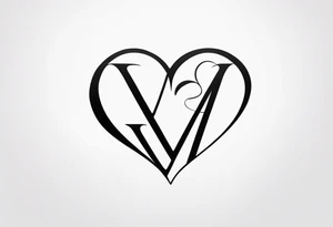 make a tattoo with the initials hj in cursive fineline with a heart and the roman numerals V.XII.MMI tattoo idea