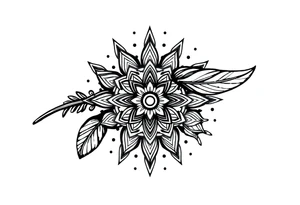 spiritual bold line feather indian mandala shaman tattoo idea