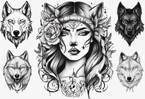 Half woman half wolf tattoo idea
