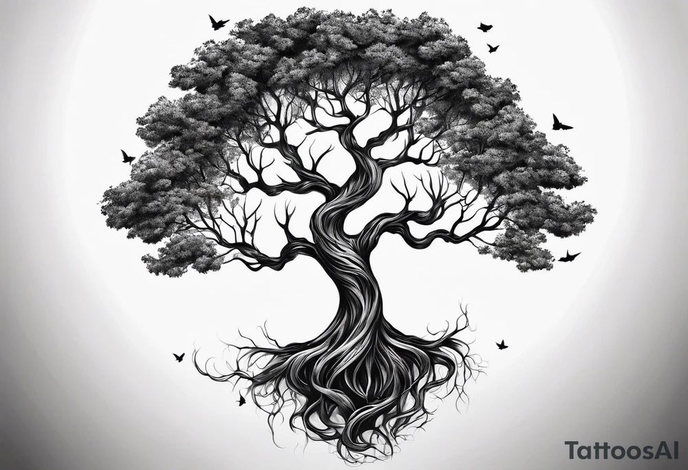 A forearm tattoo portraying a tree progressing from death to life tattoo idea