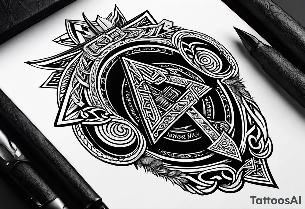 Valhalla valknut sword axe shield tattoo idea
