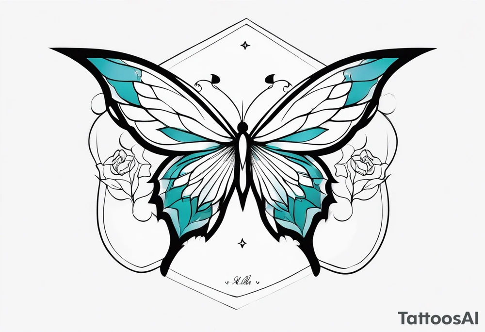 Ala de ángel y ala de mariposa tattoo idea