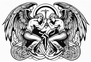 Angel and  Devil fighting back tattoo design tattoo idea