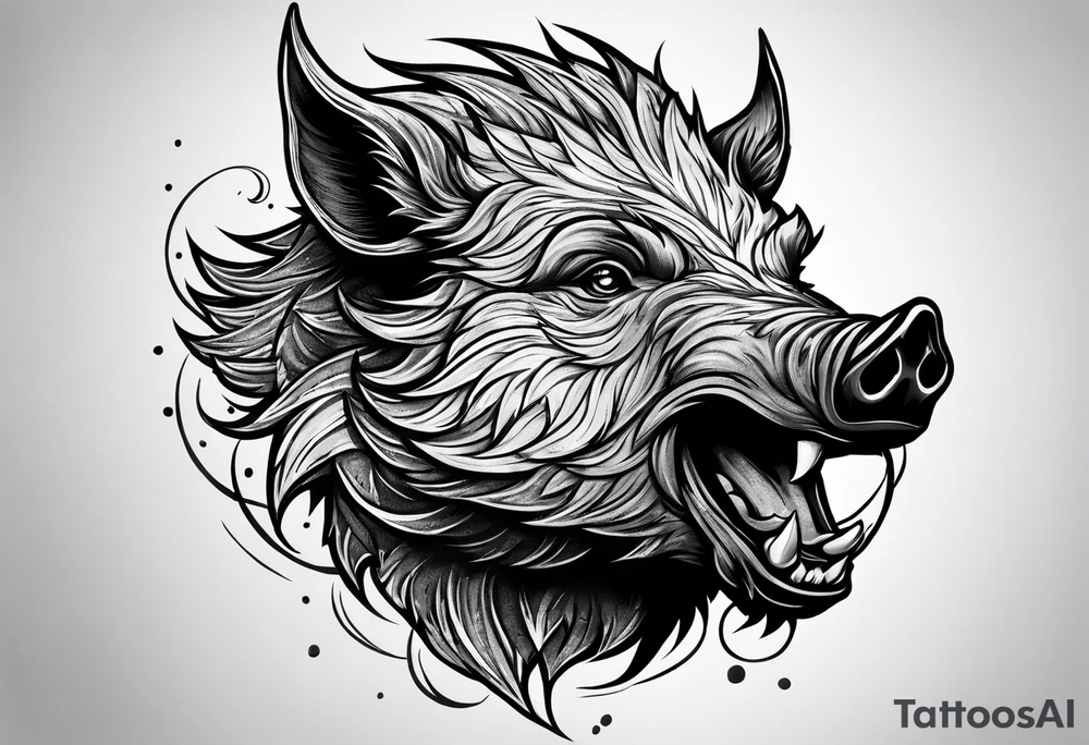 angry boar tattoo idea