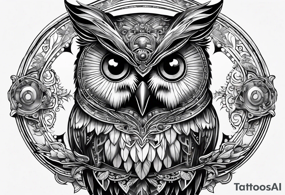 clockwork owl tattoo idea