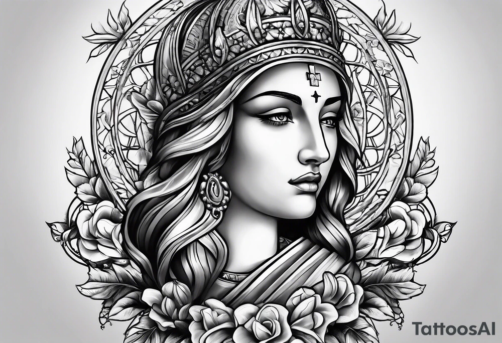 Pain, discipline and catholic religion tattoo idea