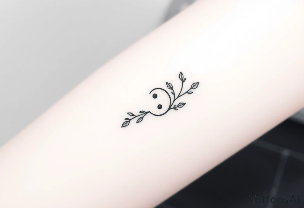 A delicate semicolon symbol intertwined with a vine, symbolizing growth, resilience, and new beginnings tattoo idea