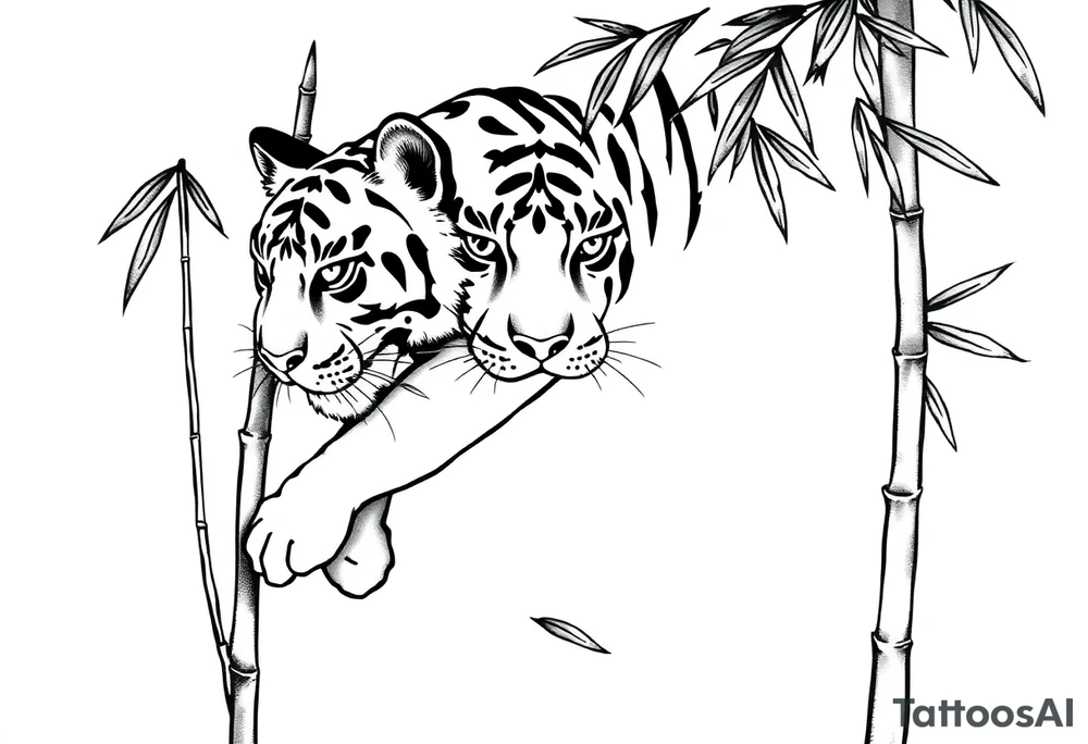 a cleverly hidden tiger, hard to see
in the bamboo forest tattoo idea
