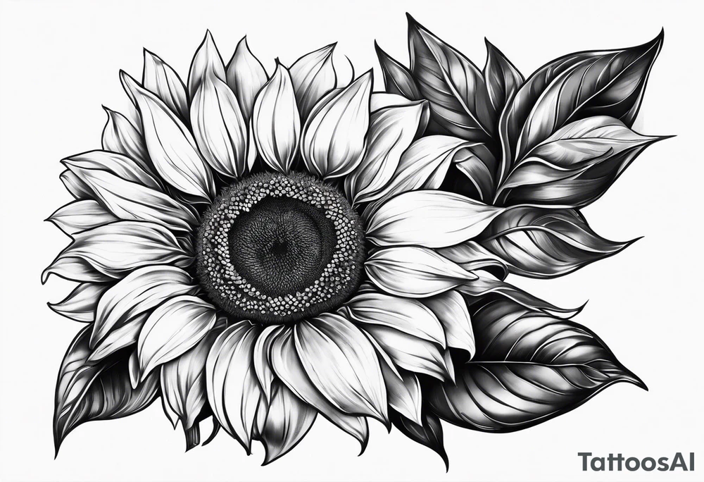Leg sleeve sunflower tattoo idea