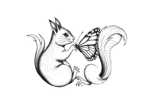 Squirrel kissing butterfly tattoo idea