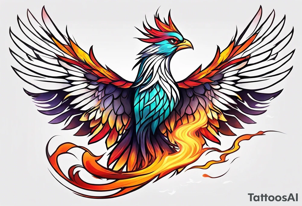 little pheonix in fire tattoo idea