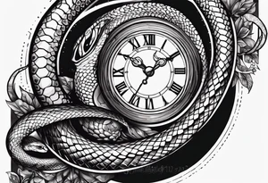 snake eye with clock tattoo idea