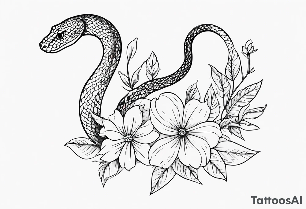 Snake and flowers to fit on shoulder blade tattoo idea
