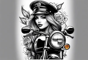 Frau mit Helm auf Motorrad tattoo idea