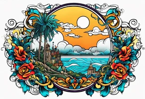 The name “Inez” with clouds backgroud tattoo idea