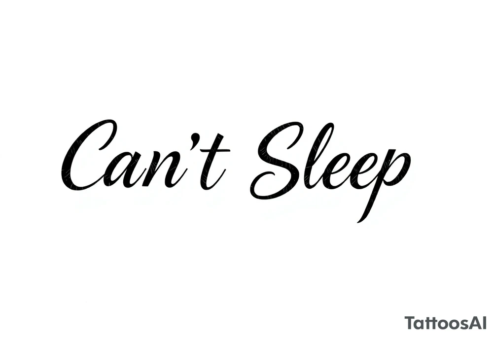 Words “Can’t Sleep” written in thick font tattoo idea