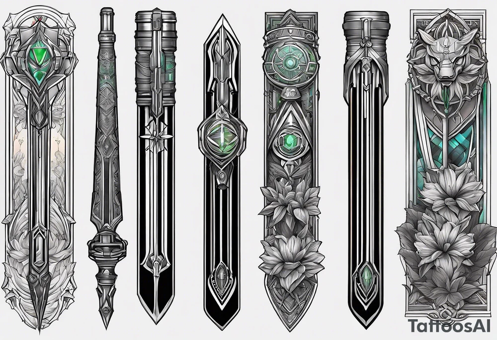 3 Jedi lightsabers with the birth month color for May, July, January tattoo idea