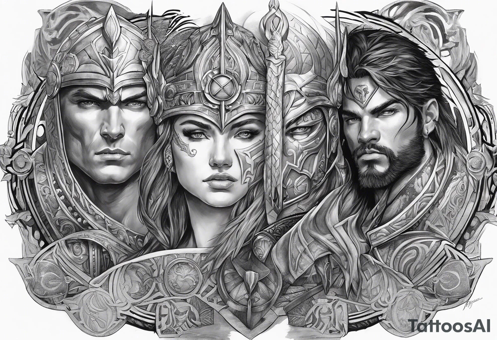 Chronos and Kairos represented as warriors tattoo idea