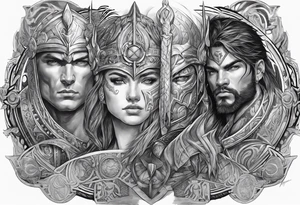 Chronos and Kairos represented as warriors tattoo idea