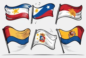A single waving flag that is the Philippine flag to the left and the Spanish flag to the right tattoo idea