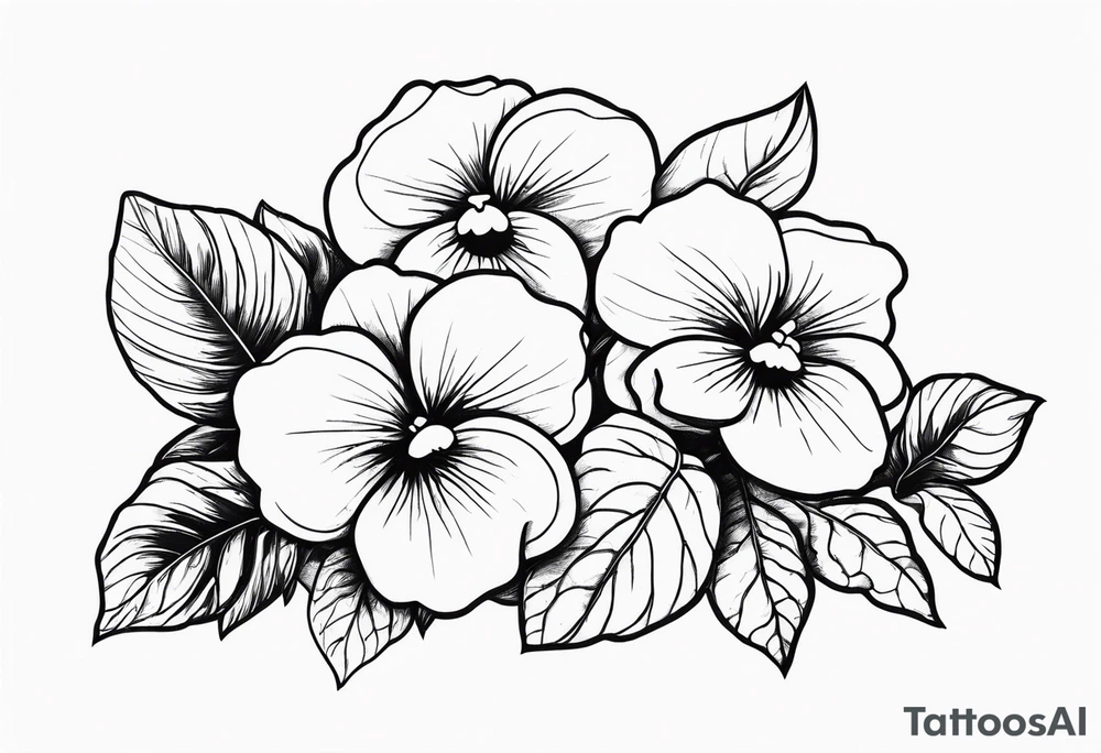 minimalistic flower bouquet of violets tattoo idea