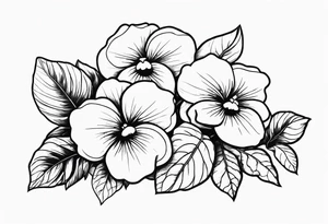 minimalistic flower bouquet of violets tattoo idea