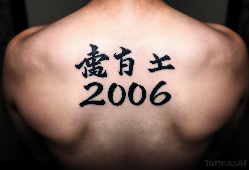 The date 30th of December 2006 in kanjis style sosho with and thin lines tattoo idea
