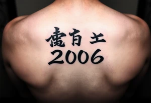 The date 30th of December 2006 in kanjis style sosho with and thin lines tattoo idea