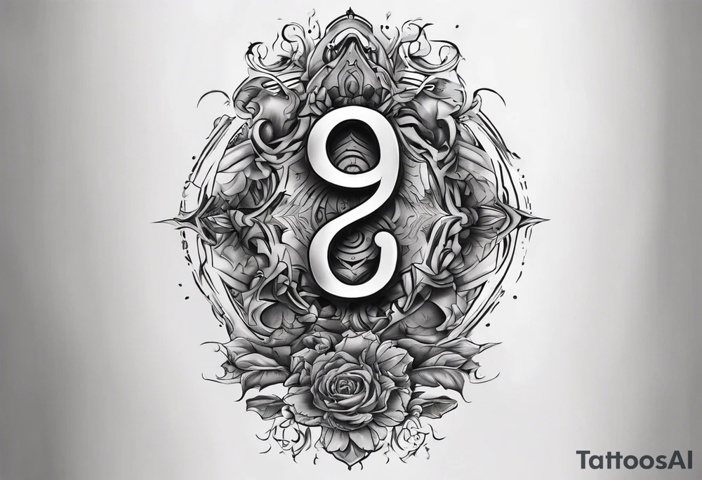 number 9 right side up and upside down connected tattoo black and grey on inside forearm 9:16 aspect ratio tattoo idea