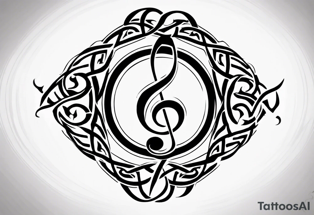 celtic an maori fusion design with a treble clef. tattoo idea