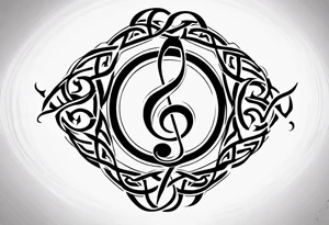 celtic an maori fusion design with a treble clef. tattoo idea