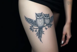 Celtic work and owls tattoo idea