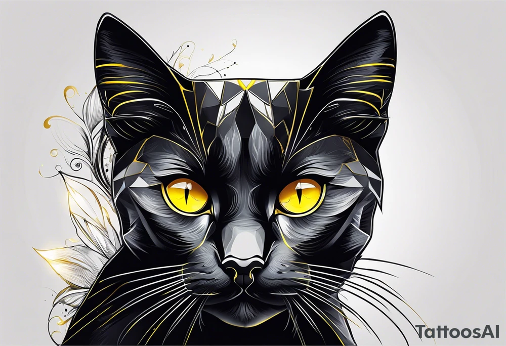 Black cat with yellow eyes tattoo idea