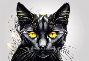 Black cat with yellow eyes tattoo idea