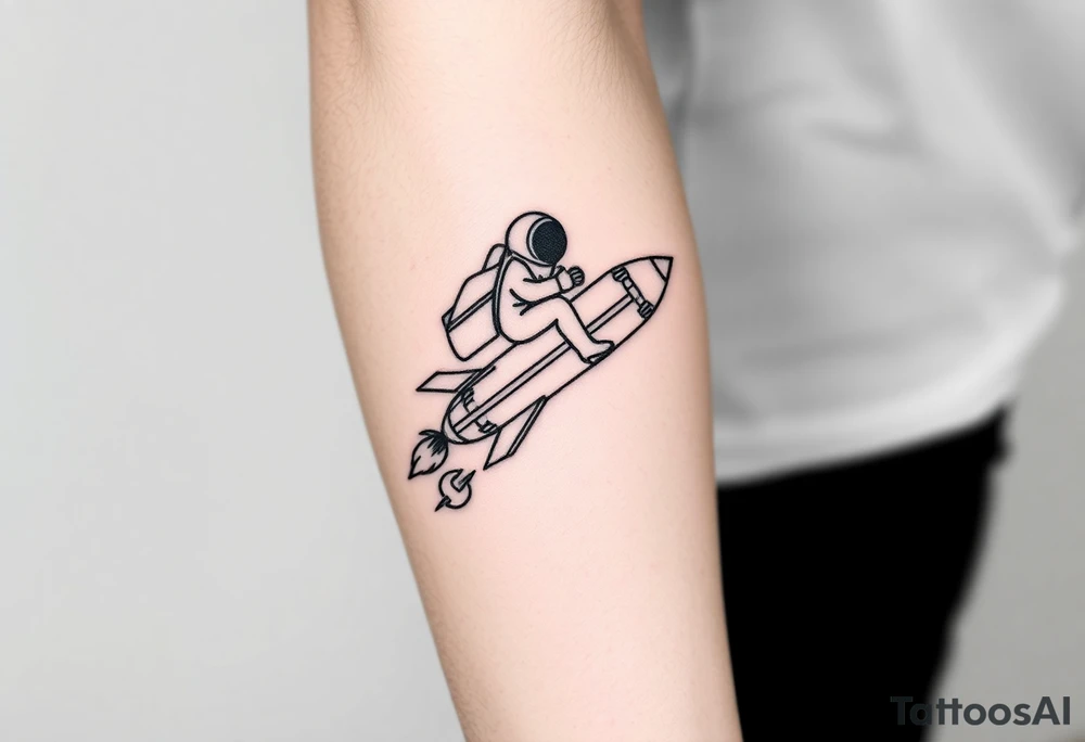 Rocket ship with astronaut riding it tattoo idea