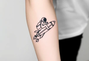 Rocket ship with astronaut riding it tattoo idea