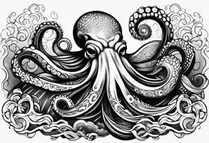 Octopus peaceful waves tattoo idea