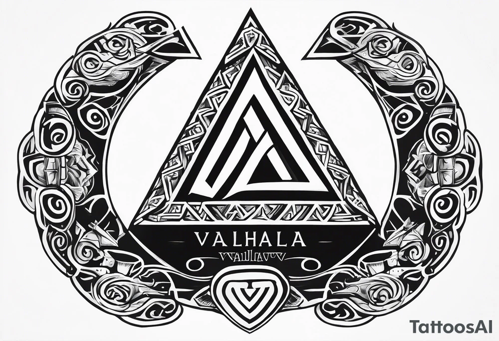 Valhalla sword shield valknut axe tattoo idea
