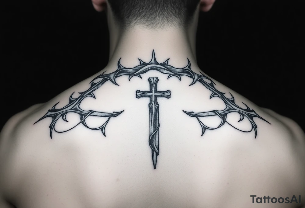 Crowns of thorns with god first and cross tattoo idea