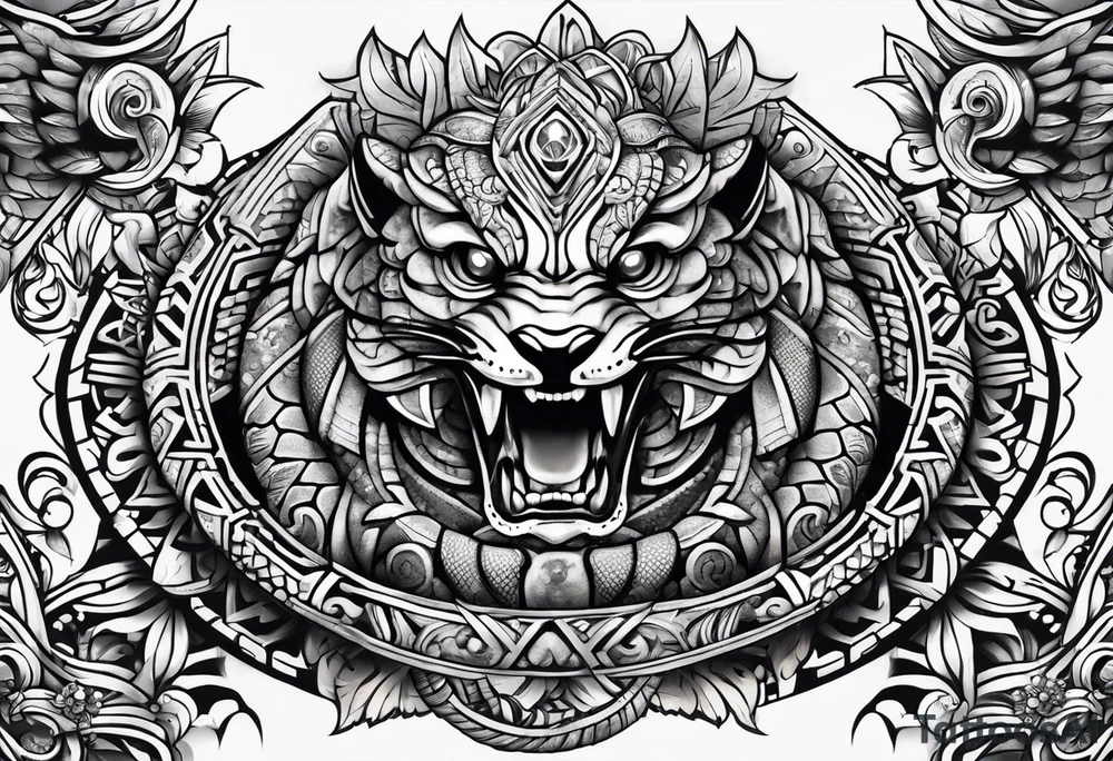 aztec snake sleeve tattoo idea