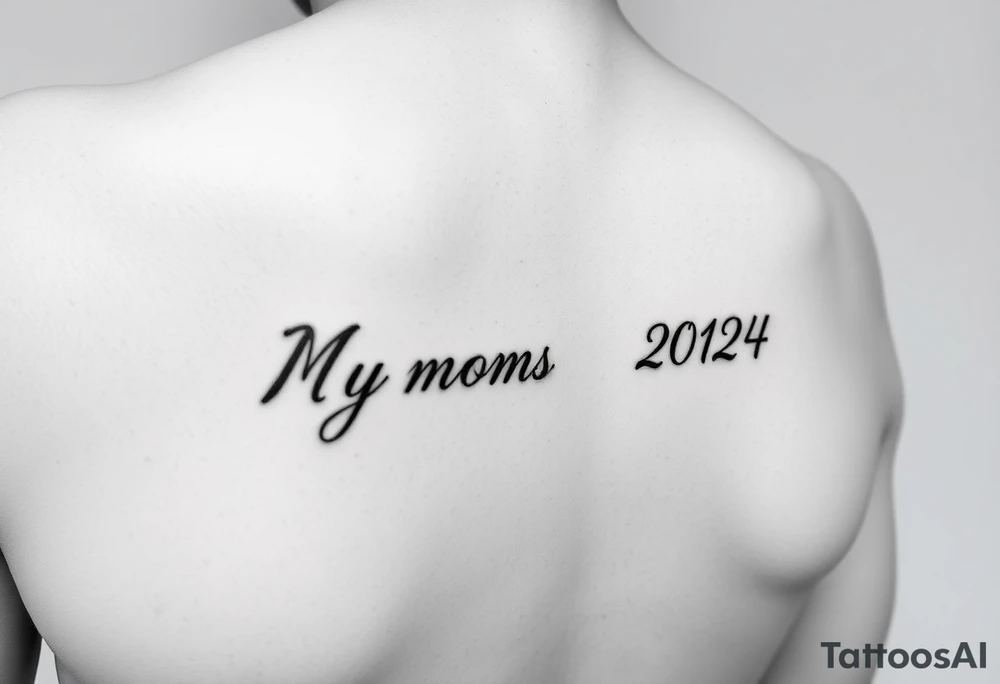 My mom's birthday and year she passed up side in cursive to under arm tattoo idea