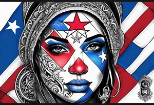 Puerto Rican tattoo with coqui wearing a Puerto Rican flag with the colors fading into black and white on the flag tattoo idea