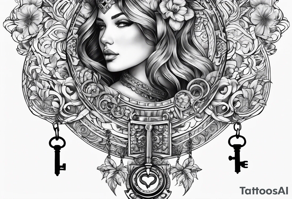 Key and keyhole tattoo idea