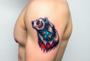 A Bear with a Starry Sky in Its Fur
 (only red , blue and black are possible colors) tattoo idea